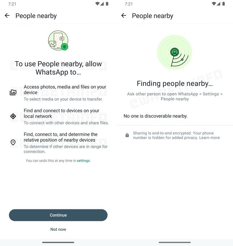 Nearby Share de WhatsApp.