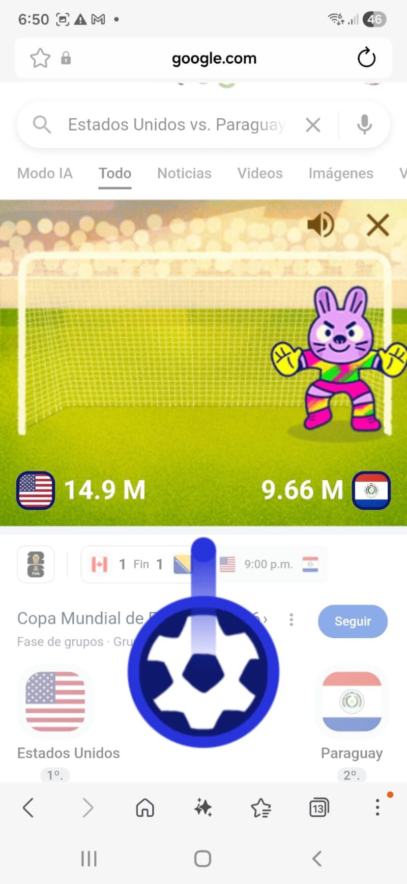 Mini juego - Google Mundial 2026