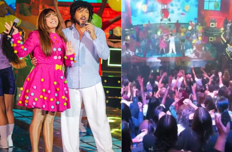 A cantora Simony e Belo, no “Domingão com Huck”