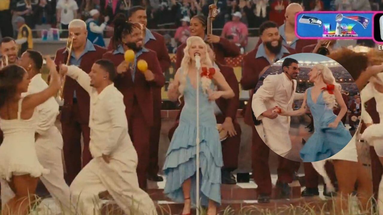 La cantante apareció bailando salsa en el espectáculo de medio tiempo del cantante