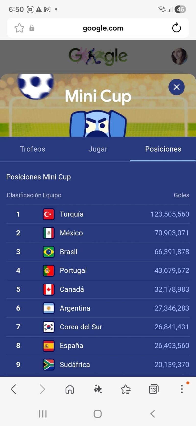 Mini juego - Google Mundial 2026