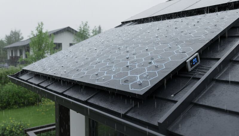 Paneles de energía con lluvia - Imagen de IA - FW/Whisk