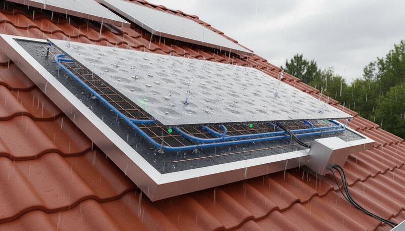 Paneles de energía con lluvia - Imagen de IA - FW/Whisk